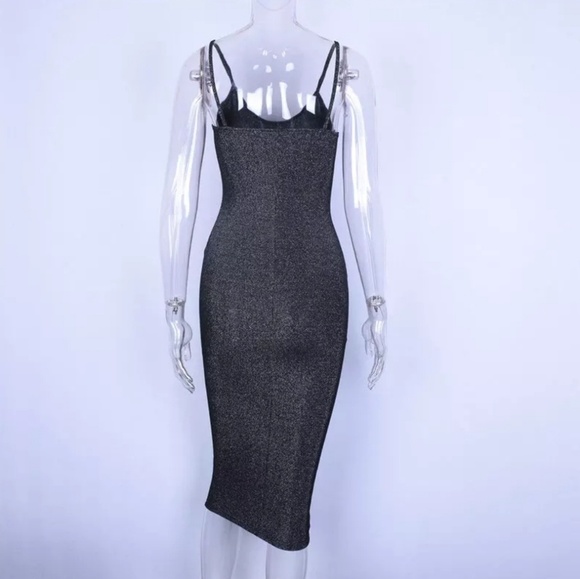 Shiny Glitter Slip Sexy Bodycon Midi Dress - Picture 7 of 8
